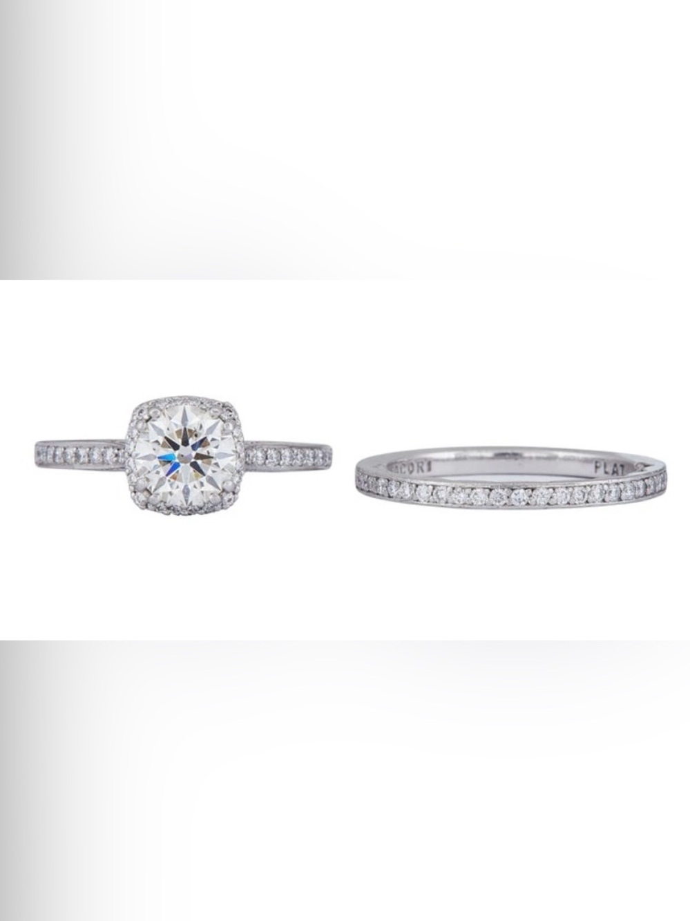 Tacori Dantela 2620RDP Halo
Pave Engagement Ring & Band (Platinum)